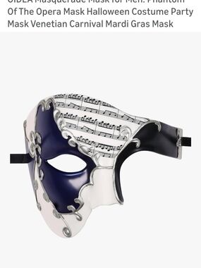 Half-Face Venetian Masquerade Mask in Navy, White & Silver
